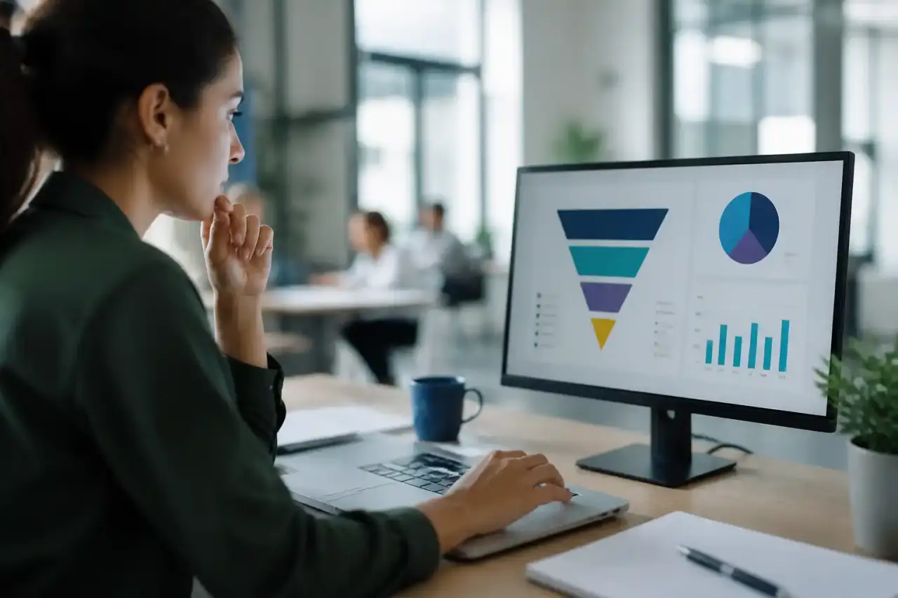 Tableau de bord CRM montrant un pipeline commercial et des ventes prévues
