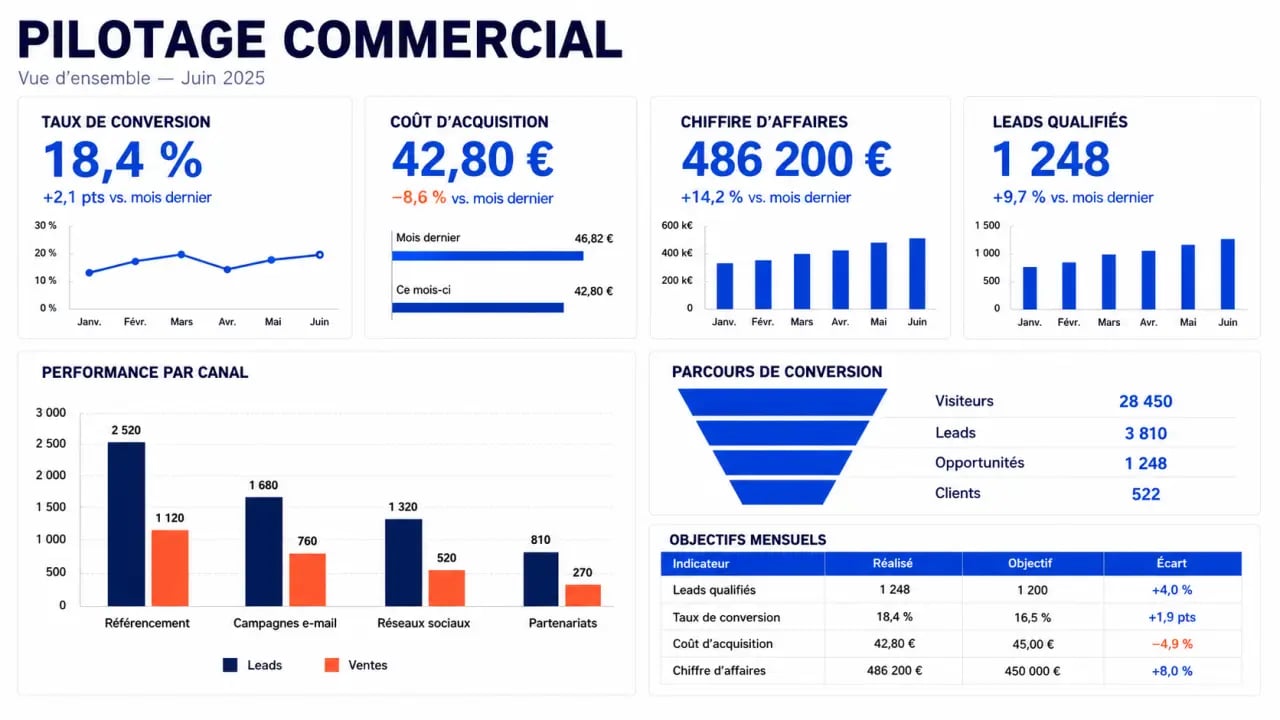 Indicateurs de performance (KPI) pour le développement commercial