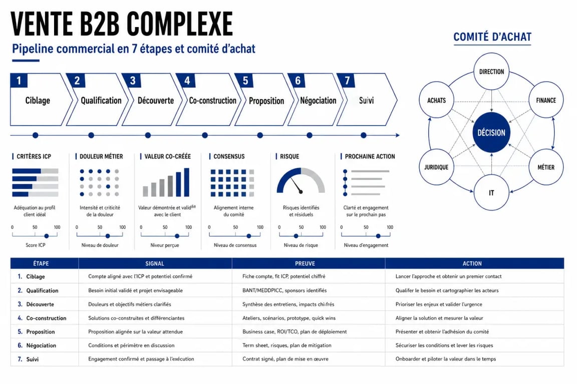 Comment optimiser son processus de vente b2b complexe avec schéma du comité d’achat et pipeline commercial