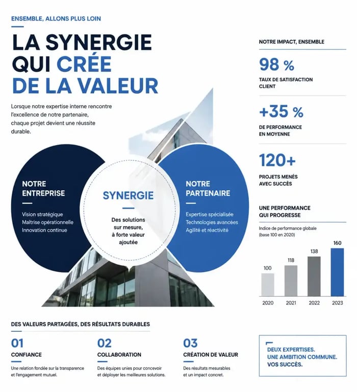 Illustration conceptuelle de l'externalisation commerciale et de la synergie entre partenaires