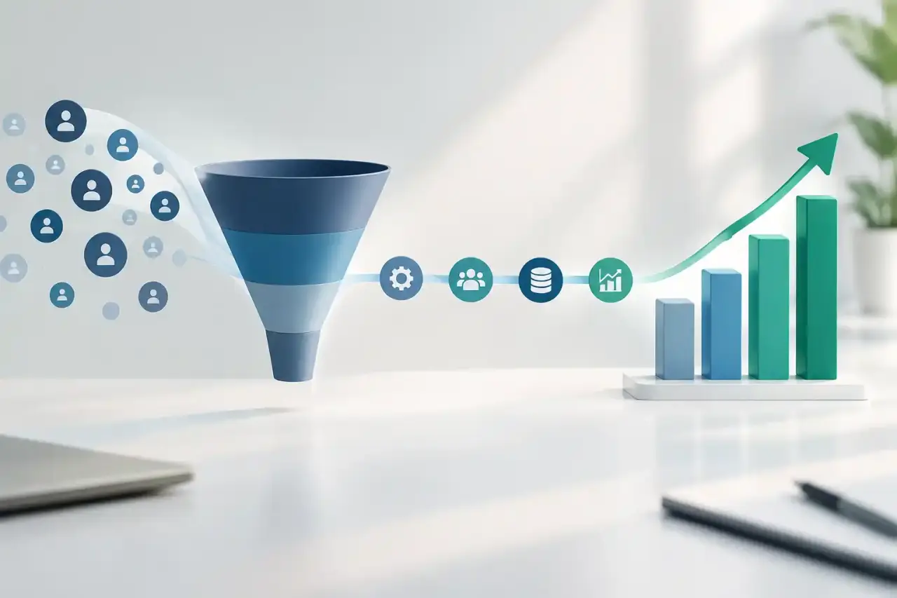 Tableau de bord illustrant la progression d’un taux de conversion commerciale