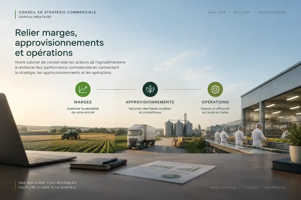 Cabinet de conseil agroalimentaire : relier marges, approvisionnements et opérations
